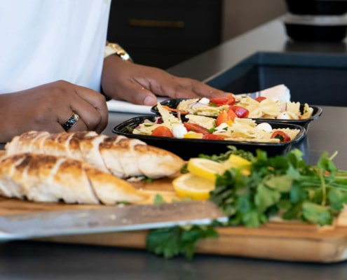 personal chef preparing food in client's home