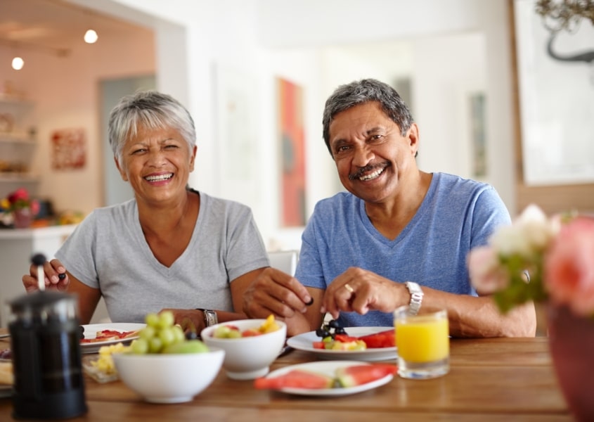 Seniors enjoying healthy Blue Zone food inspired meals