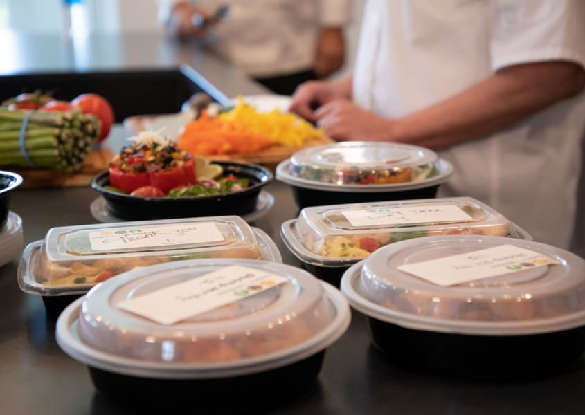 Healthy customized meal prepped for the week in reusable containers.